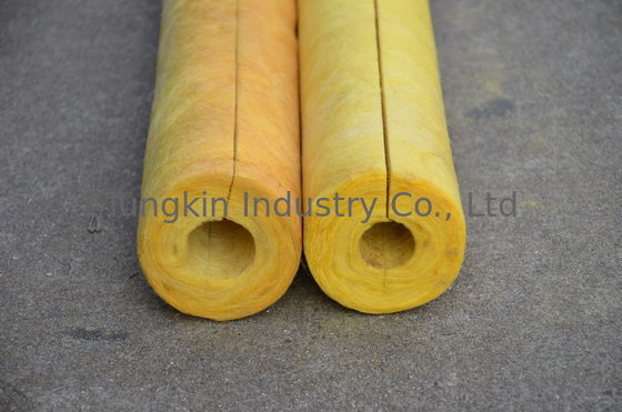 Yellow Fiber Glass Wool Pipe Insulation Material For Hot / Cold Pipe
