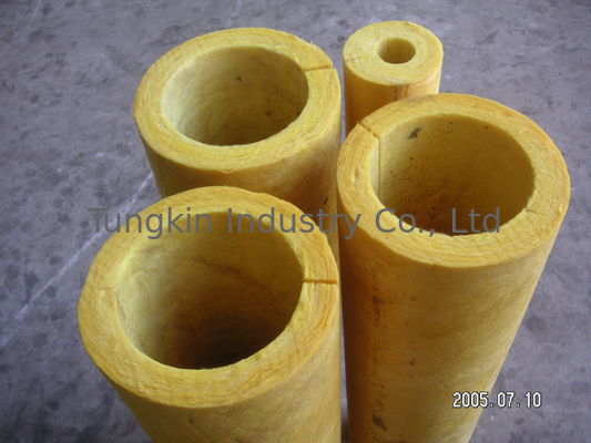 High Temp Glass Wool Pipe Insulation , Yellow Glasswool Pipe Cover